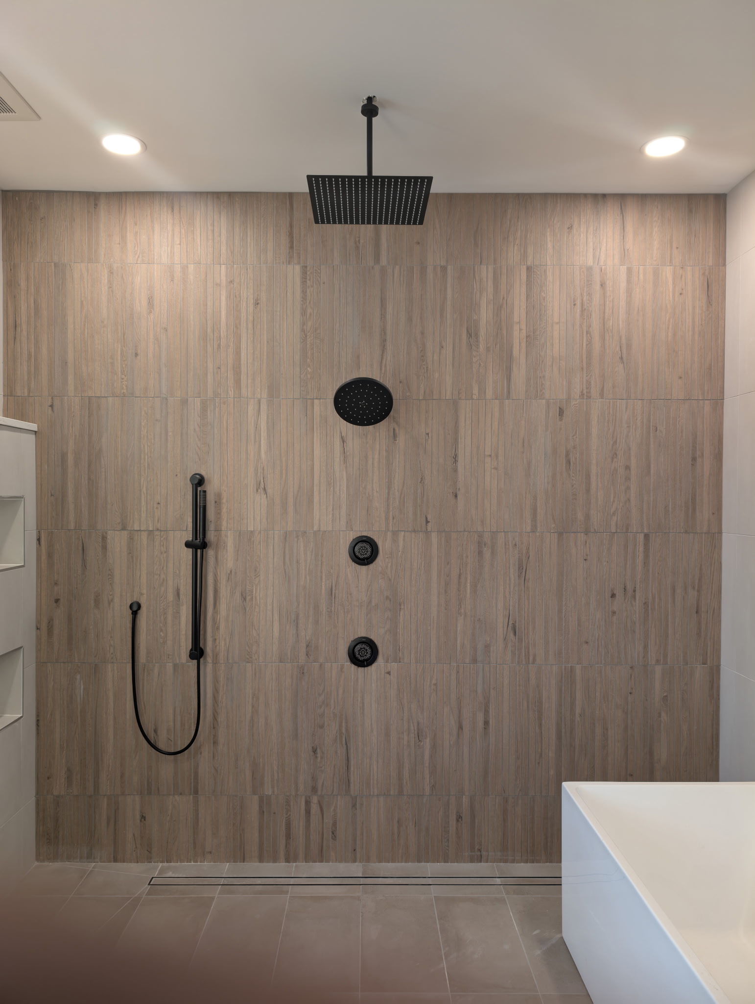 Finished custom shower plumbing by Z Tech Mechanical
